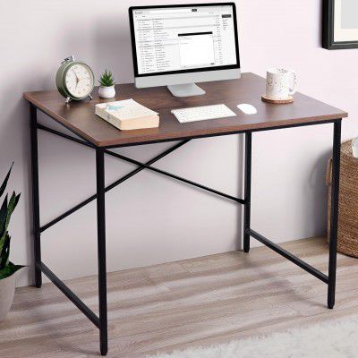 ABOUT SPACE Office Table - Study Table for Students, Adults Work Table for Home - PC, Laptop, Desktop, Gaming, Computer Table with Spacious Tabletop Multipurpose Table (Walnut-L 91 x B 60.5 x H 75cm)