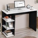 ABOUT SPACE Study Table with 3 Tier Bottom Storage - Modern Tabletop Computer Table for PC, Lapto [ Black Mahogany & White-L103 x B40 x H75 cm]...