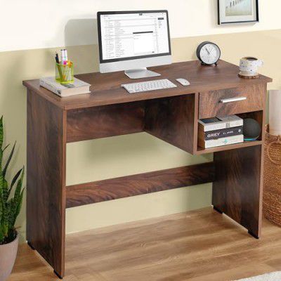 ABOUT SPACE Study Table with Drawer & Bottom Storage - (Walnut -L 90 x B 40 x H 75cm)