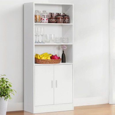 ABOUT SPACE White Wooden Storage Cabinet Kitchen Cabinet for Home Living Room L 57 x B 25.5 x H 158 cm