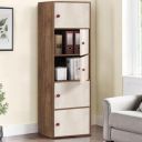 ABOUT SPACE Wooden Cabinet - 5 Tier Storage Cabinet for Living Room with Magnetic Door (L 38 x B 38.5 x H 165.5 cm)...