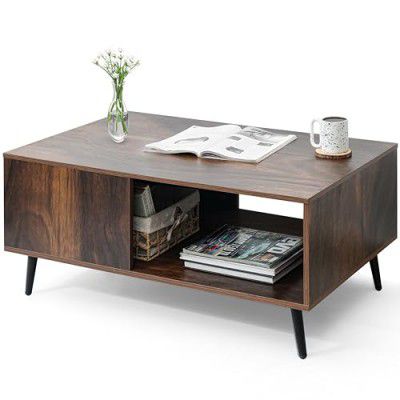 ABOUT SPACE Wooden Coffee Table (L 100 x B 55 x H 45 cm - Brown)