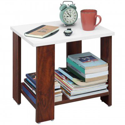 ABOUT SPACE Wooden Side Table - Night Stand & End Table Organiser - (L 47 x B 40 x H 42 cm)