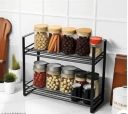 ABSARS 2 Tier Multi Functional Kitchen Utensil/Spice Rack Countertop Bottles Jars Organizer for Kitchen Bathroom and Desk Organizer (Black)...