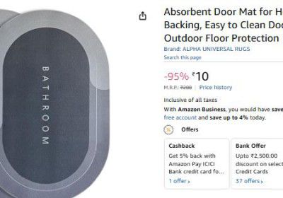 Absorbent Door Mat for Home Entrance, Non-Slip Backing, Easy to Clean Doormat for Indoor Outdoor Floor Protection