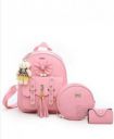 Abu fashion New Model Cute Mini College Girls & Women PU Leather Backpack 3 Pcs Combo Set Waterproof Backpack Waterproof Backpack  (Pink, 5 L)...