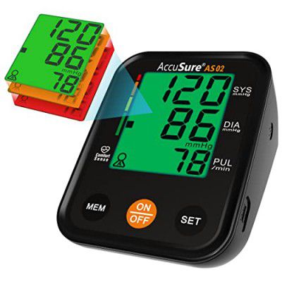 AccuSure Blood Pressure Monitor Fully Automatic Digital Large Display And Adjustable Arm-Cuff Comes With Micro USB Port And 2 Years Brand Warranty- Black Color