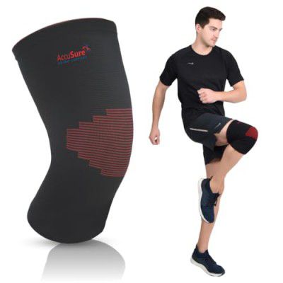 AccuSure Knee Brace Compression Sleeve- Best Support for Arthritis, ACL, Running, Basketball