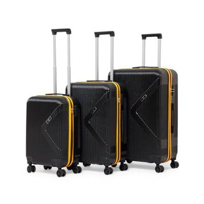ACEPACK Brampton Set of 3 | Polycarbonate Hard Shell Suitcase Set with Cabin, Medium & Large Trolley Bags | Anti-Theft Zipper, Combination Lock, 360° Spinner Wheels, Lightweight Travel Luggage Set