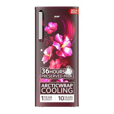 Acer 190L 2 Star Direct-Cool Single Door Refrigerator (AiSense, AR190AD2FWTD, WINE FLOWER TIANA)