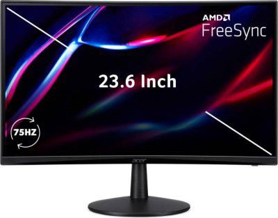 acer 23.6 inch Curved Full HD VA Panel with VESA Mount Support, 1500R Curvature, HDMI 1.4, Integrated Speakers Gaming Monitor (ED240Q) (AMD Free Sync, Response Time: 1 ms, 75 Hz Refresh Rate)