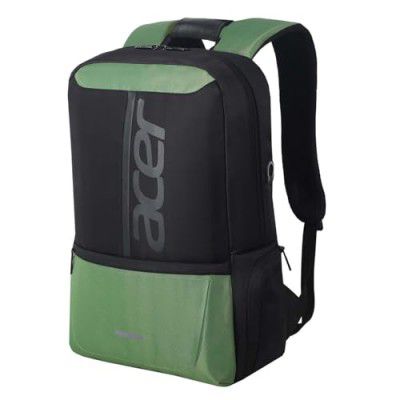 Acer Lite Extra Soft Padded Backpack Panel with Airmesh (16 Litre Capacity/Heavy Duty SBS Zippers/Premium 1680D Polyester Fabric) Premium Black and Green