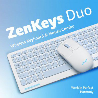 Acer ZenKeys Duo Wireless Keyboard & Mouse Combo | 2.4 GHz + Bluetooth | Rechargeable 500 mAh Type-C | 99-Key Silent Keyboard