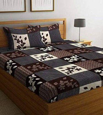 ACHZCH 144 TC Microfibre Brown Double Bedsheet with 2 Pillow Covers Pack of 1