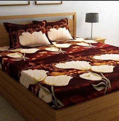 ACHZCH Prime Collection 190TC Cotton Blend 1 Double Bedsheet (90X90) with 2 Matching Free Pillow Cover Size (16X26) Inch Colour - Brown
