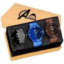 Acnos Brand - A Branded 3 Different Colors Black Blue and Brown Analogue Super Quality Stylish Watches for Mens/Watches for Boys Pack of 3...