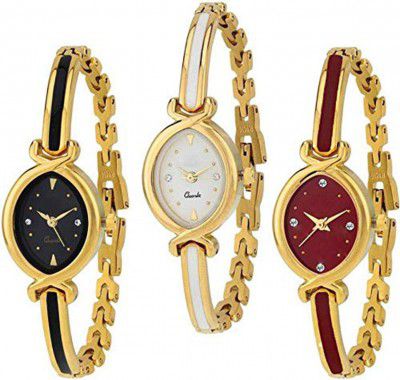 Acnos Premium Gold Chain Analog Watches Combo for Women Pack of - 3 (K-10-3COMBO)