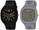 Acnos Square 8 Colours Multi DIAL Strap Analog Silicon Strap ADDI Stylish Designer Analog Watch Combo for Boys Mens Pack of 2...