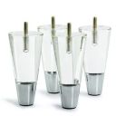 Acrylic Furniture Legs Replacement Sofa Feet Cabinet Modern Clear Decor DIY Legs Tapered Style Set of 4 Chrome (4.7inch)...