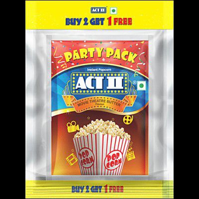 ACT II Instant Popcorn - Movie Theatre Butter, Crispy, Crunchy Snack, 150 g (Buy 2 Get 1 Free)