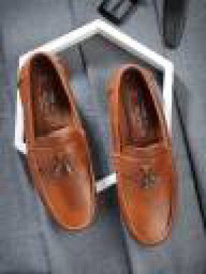 Action Dotcom DRIVE-46 Light Weight,Comfortable,Trendy, Synthetic,Leather Loafers For Men  (Tan , 7)