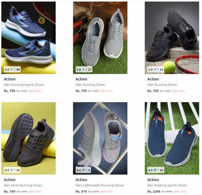 Upto 88% Off on Action Footwear | Starts at ₹499