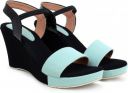 Action Women's Suede Wedge Sandals| Black and Mint| Ankle Strap| Heel_Aqua...