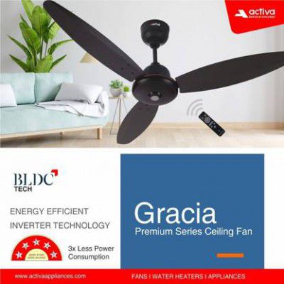 ACTIVA BLDC GRACIA with 5 Year Warranty BLDC Motor with Remote 1200 mm Ceiling Fan  (Brown | Pack of 1)