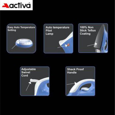 ACTIVA by ACTIVA Coral Light Weight 900 W Dry Iron  (Blue and White)