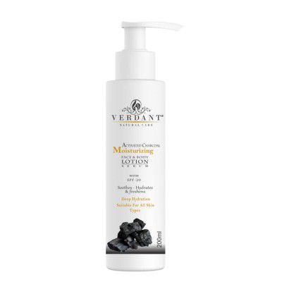 Activated Charcoal Body Lotion | Deep Hydration & Moisturizing Face & Body Serum Lotion with SPF 20 – No Parabens