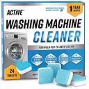 ACTIVE Washing Machine Cleaner Descaler 24 Pack - Deep Cleaning Tablets For HE Front Loader & Top Load Washer, Clean Inside Drum And Laundry Tub Seal (Washing Machine Cleaner Tablets - 24 Pack)...