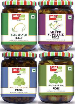 Add me Rajasthani Pickle Combo of Mango Pickle, 500 gm, Ker Teet Pickle, 500 gm, Lesua Gunda Pickles, 500 gm and Mixed Achar, 500 gm, Total-2 Kg