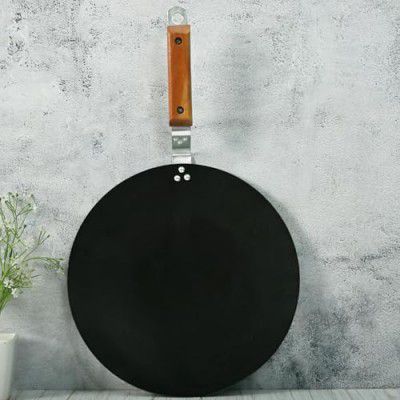 Add2cart 30.48 cm Wooden Handle Iron Concave Tawas, Roti Tawas, and Dosa Tawas
