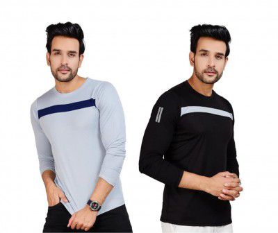 ADDIZ Regular Fit Polyester Men's T-Shirt (Pack of 2)