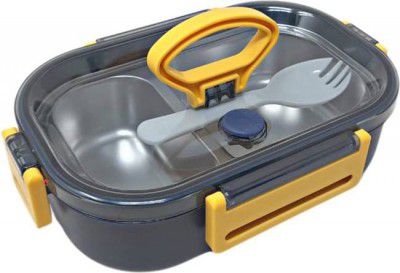 ADICHAI Fusion Face 500ML 2-Compartment 304 Stainless Steel 1 Containers Lunch Box (500 ml)