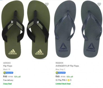 Adidas Flip Flops at Rs.49
