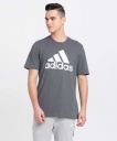 adidas IN SMU BL TEE Men Printed Round Neck Pure Cotton Grey T-Shirt...