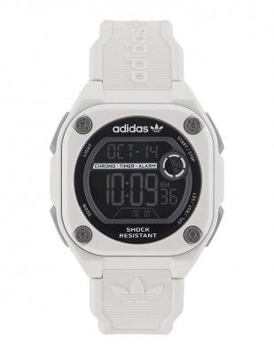 adidas Resin Digital Black Dial White Strap Unisex's Watch-Aofh230052I