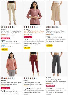 SAADA Women's Clothing Minimum 50% off