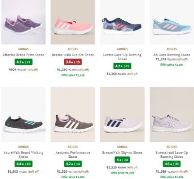 Ajio Footwear Loot : Adidas Womens Shoes Upto 74% Off