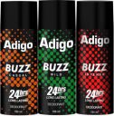 adigo Buzz Wild| Casual | Intense 24hrs Long Lasting Deodorant | 165ml Each (165 ml, Pack of 3)...