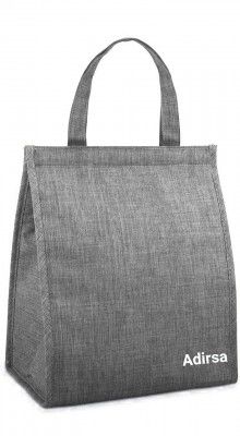 ADIRSA LB3006 Grey Insulated Polyurethane Lunch Bag / Tiffin Bag for Women, School, Picnic, Work Carry Bag for Lunch Boxes