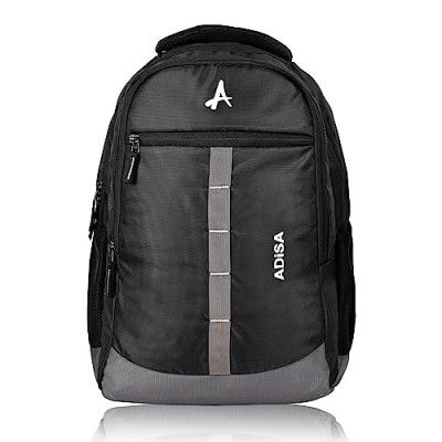 ADISA 32L strip laptop backpack office bag college travel back pack (Black)