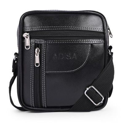 ADISA Faux Leather Unisex Sling Cross Body Travel Office Messenger Bag (MS9013)