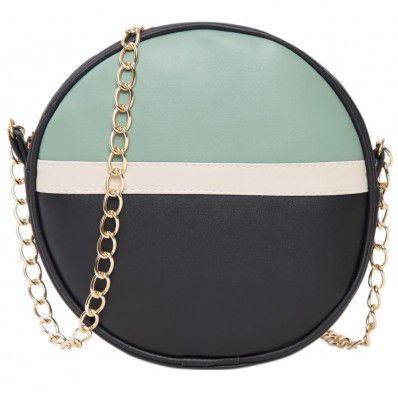 ADISA women girls round multicolor sling bag with gold chain (SL5083)