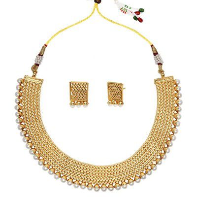 Adiva Bridal Wedding with Earrings White Copper Necklace Set Jewellery Sets for Women