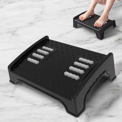 Adjustable Foot Rest for Office Chair with Acupressure Points and Roller, Promote Leg Circulation, Foot Rest under Table, Foot Stool for Home, Office Table, and Sofa (Unbreakable, Non-Slip Legs) (Blac