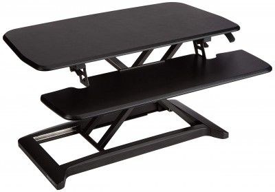 AmazonBasics Adjustable Standing Desk Attachment for Computer Monitor and Keyboard, Black