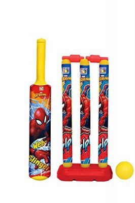 ADLON Plastic Cricket Set with Stump,Ball and Bat Kit ( Spideraman)