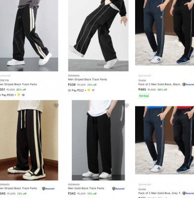 Flipkart : Upto 78% OFF - Adokedo Mens Track Pants | Starts At Rs.280